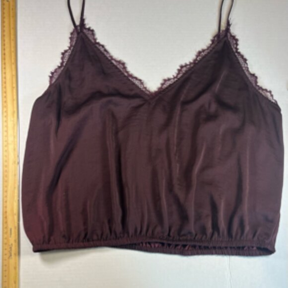 Express Burgundy Camisole with Lace trim, Elastic hem, Size XL - Picture 1 of 5